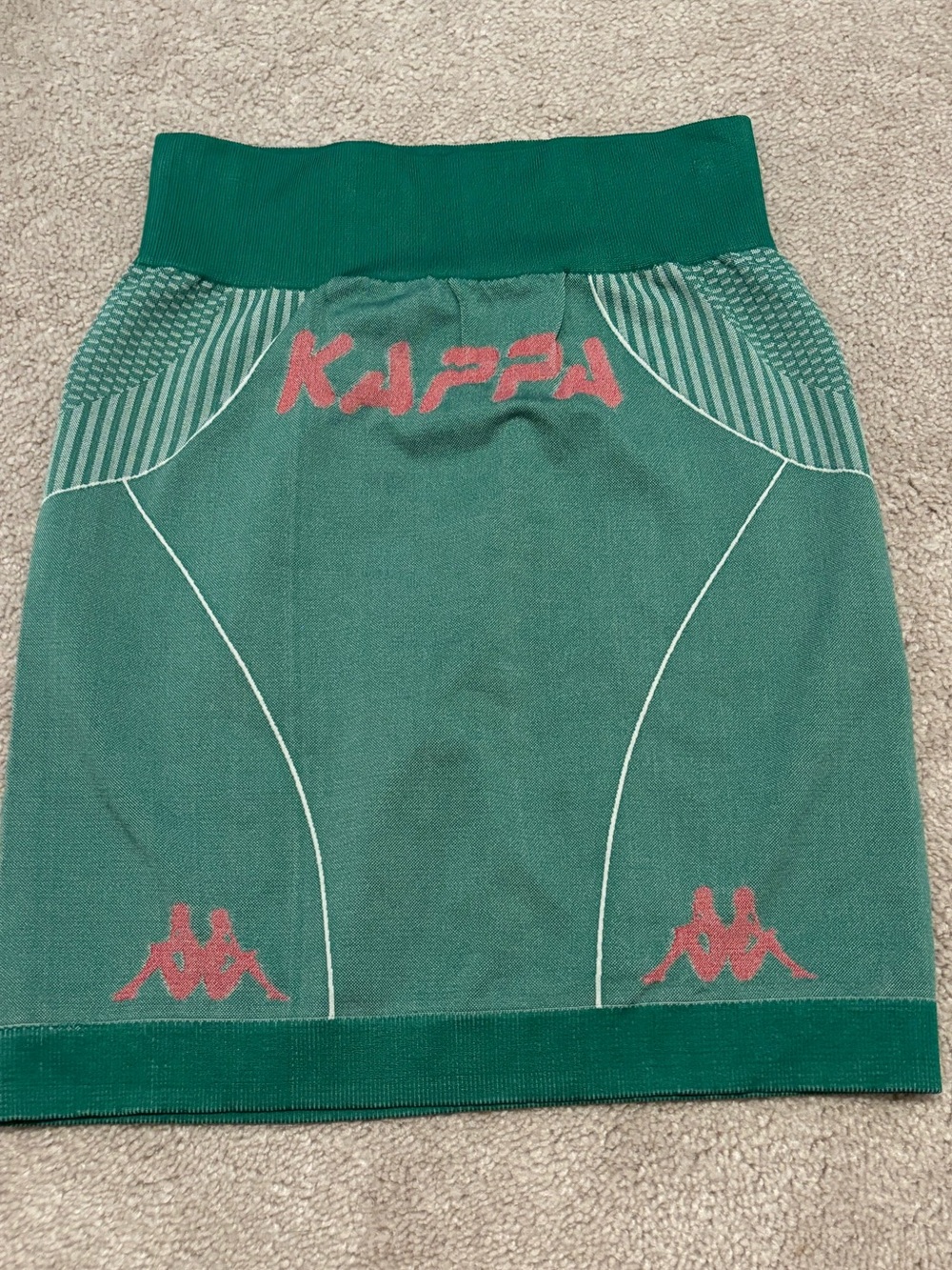 Kappa Leszno Womens Small XS Green Pencil Stretch Skirt Pink Logo Accents